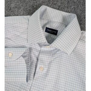 Proper Cloth Dress Shirt Mens 16.7 33.5 Blue Tattersall Non-Iron Stretch Cotton